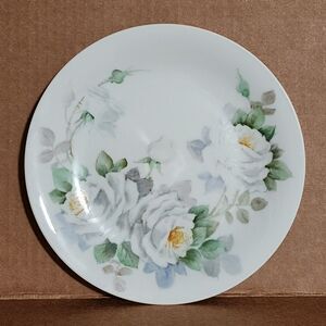 P.T. Bavaria Tirschenreuth Germany Porcelain Salad Plate Floral White Roses 7.5"